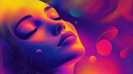 Abstract female portrait with vibrant colors and smooth gradients.