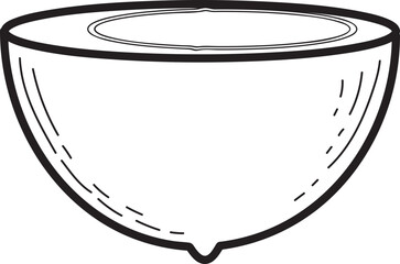 Halved Coconut Line Art Illustration