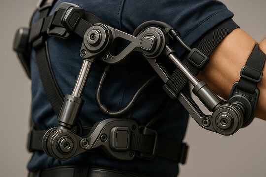 Upper Body Exoskeleton Device, Close-Up, Designed For Strength and Support