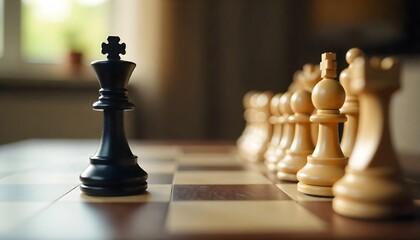 Chess pieces positioned on a chessboard, illustrating the intellect and planning involved in competitive chess play
