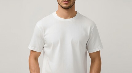 Plain White T-Shirt on a Man - Studio Shot