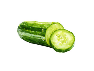 Watercolor Cucumber Vegetable Garden Design
