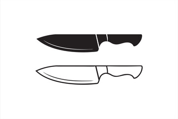 Black and white knife vector illustration for cooking and restaurant branding.