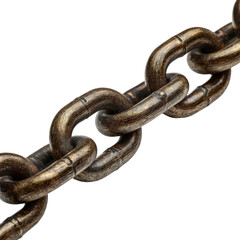 Obraz premium Industrial chain links in metal texture isolated on transparent background