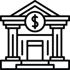 Minimalist bank icon in line style. Perfect for finance, payment, investment, and business designs. Clean vector outline suitable for web, app, or infographic use.
