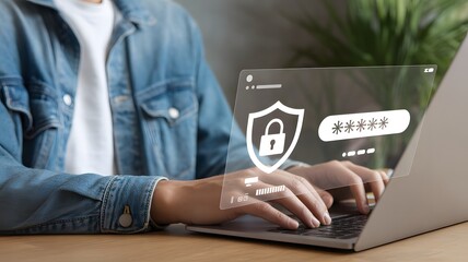Masked Password Entry with Security Shield on Mobile Device and Laptop