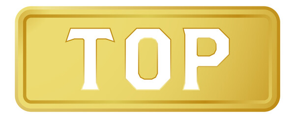 プレートに切り抜かれた「TOP」の文字。白背景にベクターイラスト。