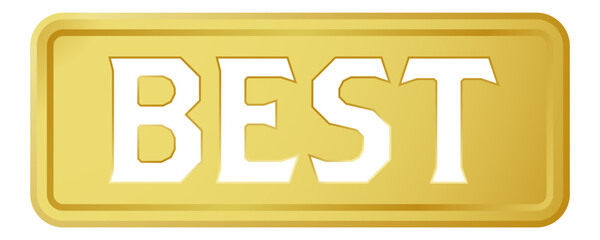 プレートに切り抜かれた「BEST」の文字。白背景にベクターイラスト。
