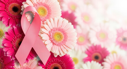 Pink Ribbon Breast Cancer Awareness Support Flowers