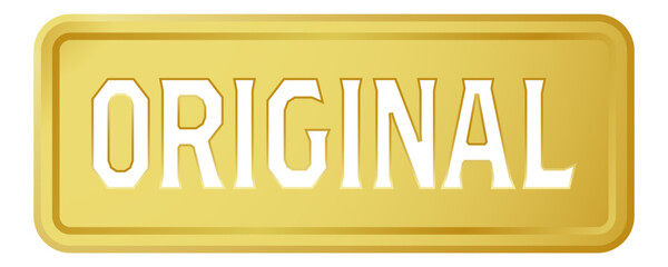 プレートに切り抜かれた「ORIGINAL」の文字。白背景にベクターイラスト。