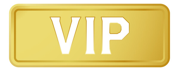 プレートに切り抜かれた「VIP」の文字。白背景にベクターイラスト。