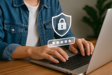 Masked Password Entry with Security Shield on Mobile Device and Laptop