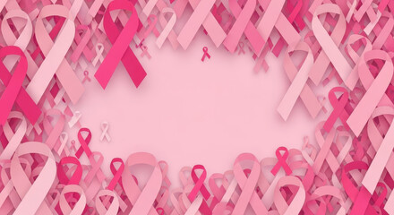 Pink Ribbon Awareness Background for Breast Cancer Support and Hope