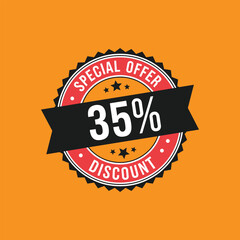 Special 35% Discount Badge with Stars and Vintage Style