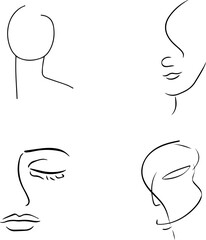 Abstract Face Icon Set &ndash; Minimal, Modern, Line Art, and Portrait Symbols