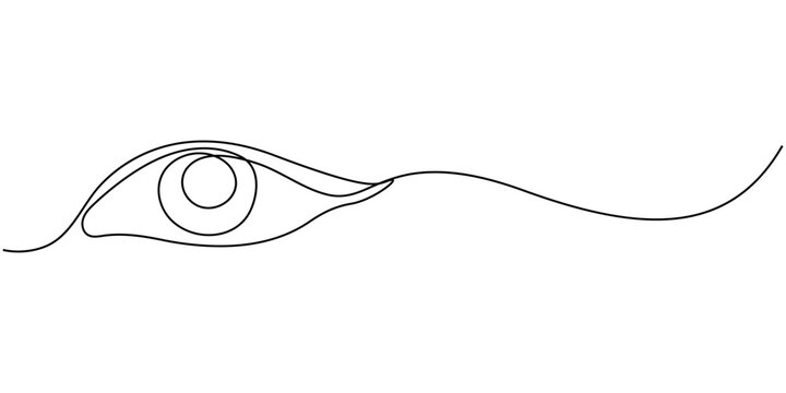 Eyes continuous one line drawing outline vector icon, Hand drawn human eye with wave lines, Single continuous one line art female watch eye, Eye one art continuous, Eye one art continuous line drawing