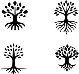 Tree Line Icon &ndash; Nature, Environment, and Growth Symbol Vector