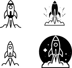 Rocket Line Icon &ndash; Startup and Innovation Symbol Vector