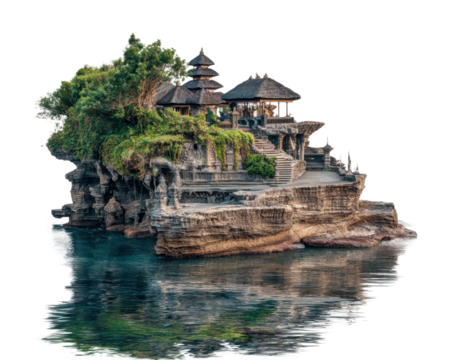 Majestic temple island bali architecture serenity aerial view isolated on transparent background