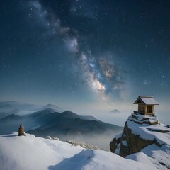 winter landscape with snow covered mountains