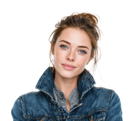 Confident young woman smiling portrait bright isolated on transparent background