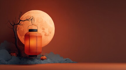 Autumn lantern festival enchanted night sky digital art tranquil setting atmospheric perspective celebrating culture