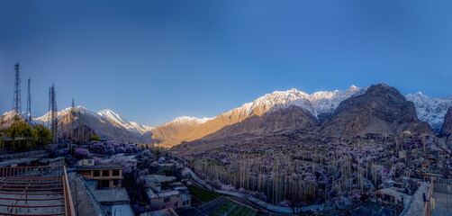 spring panoramic landscape of hunza valley 