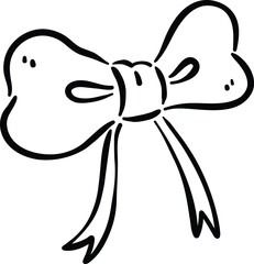 Simple and elegant bow design, featuring classic shape with loops and tails, perfect for decorative purposes. This illustration can be used in various contexts, such as gift wrapping or fashion