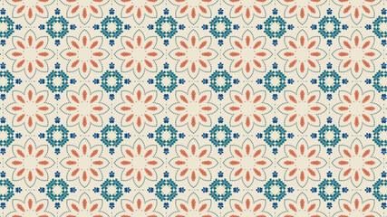 Fototapeta premium Colourful flowers, seamless patterns with floral for fabric