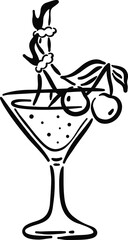 Refreshing cocktail garnished with cherries and decorative element, served in classic glass. This vibrant drink evokes sense of celebration and relaxation, perfect for summer gatherings