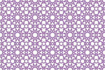 Geometric Islamic seamless pattern in purple outline.