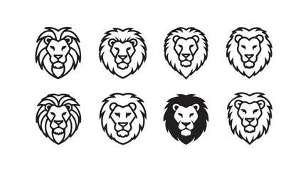 Majestic lion heads collection diverse artistic representations powerful feline portraits iconography vector © Tanvir