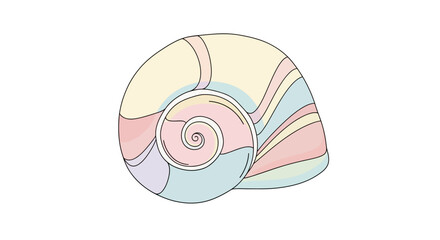 Pastel Seashell Illustration - A Delicate Spiral of Colors.