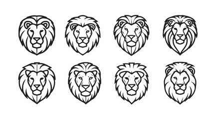 Set of majestic lion head designs symbolizing strength royalty and wild power collection vector © Tanvir