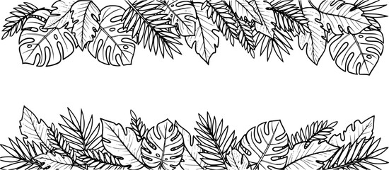 Tropical leaf's concept banner. Cartoon illustration of tropical leaf's vector concept banner