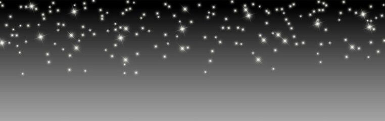 Shining white stars scattered on a dark gradient background. Vector illustration of sparkling lights and twinkles for festive, magical, and elegant decorative designs