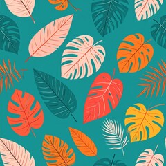 Fototapeta premium Colorful Tropical Leaves Pattern Design
