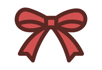Simple red ribbon bow illustration for gift and decoration