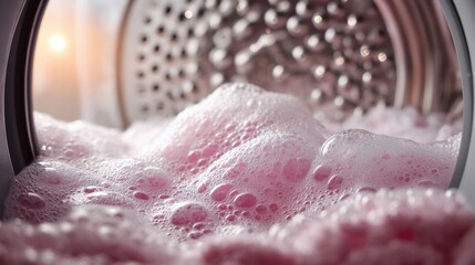 Close-up view inside a washing machine drum