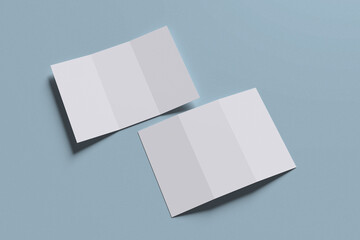 Trifold brochure for Mockup with blue background