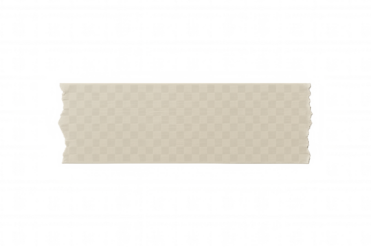 Beige masking tape strip on transparent background with torn edges, sticky adhesive element