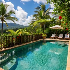 Tropical Poolside Paradise.