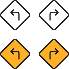 Left and right arrow traffic turn road sign vector design