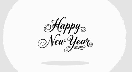 Elegant Happy New Year lettering for festive designs, creating a joyful and celebratory atmosphere perfect for holiday greetings and party invites