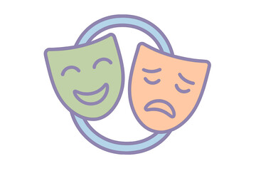 Classic drama masks symbolizing happiness and sadness for theater performance