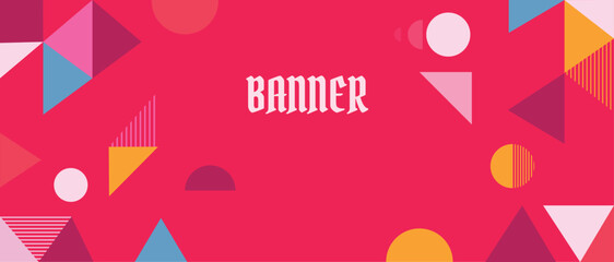 Banner with Geometric Shapes and Text Vector Illustration.
