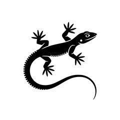 Naklejka premium Vector art of black lizard silhouette