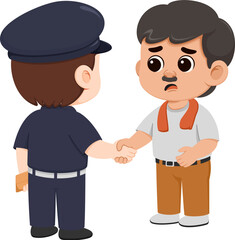 Illustration of Police Officer Receiving Money from Driver