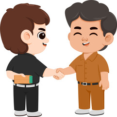 Fototapeta premium Illustration of Politicians Shaking Hands While Exchanging Envelope