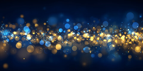 Obraz premium Sparkling golden and blue bokeh lights create a magical, celebratory atmosphere